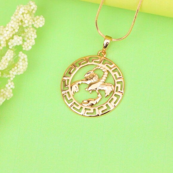"Scorpio Zodiac Rose Gold Pendant in Gold Plated Brass, XPPT1335 - Picture 13 of 13